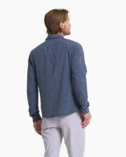Long Sleeve Bridge Button Down | Azure -Men's Apparel Shop V1002AZR 2614