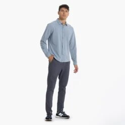 Long Sleeve Bridge Button Down | Light Cloud -Men's Apparel Shop V1002LCL 00113