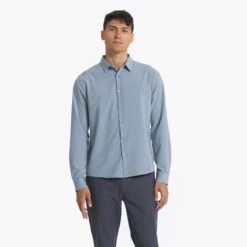 Long Sleeve Bridge Button Down | Light Cloud -Men's Apparel Shop V1002LCL 00147