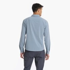 Long Sleeve Bridge Button Down | Light Cloud -Men's Apparel Shop V1002LCL 00158
