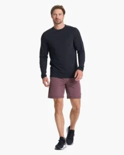 Long Sleeve Current Tech Tee | Black -Men's Apparel Shop V1003BLK 02181