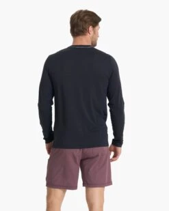 Long Sleeve Current Tech Tee | Black -Men's Apparel Shop V1003BLK 02184