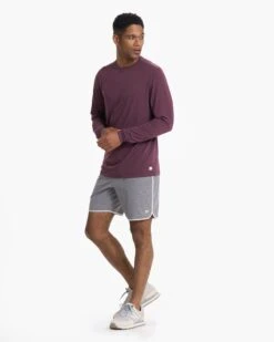 Long Sleeve Current Tech Tee | Chestnut -Men's Apparel Shop V1003CHN 09087