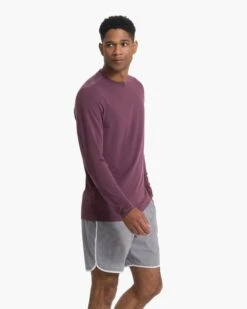 Long Sleeve Current Tech Tee | Chestnut -Men's Apparel Shop V1003CHN 09099