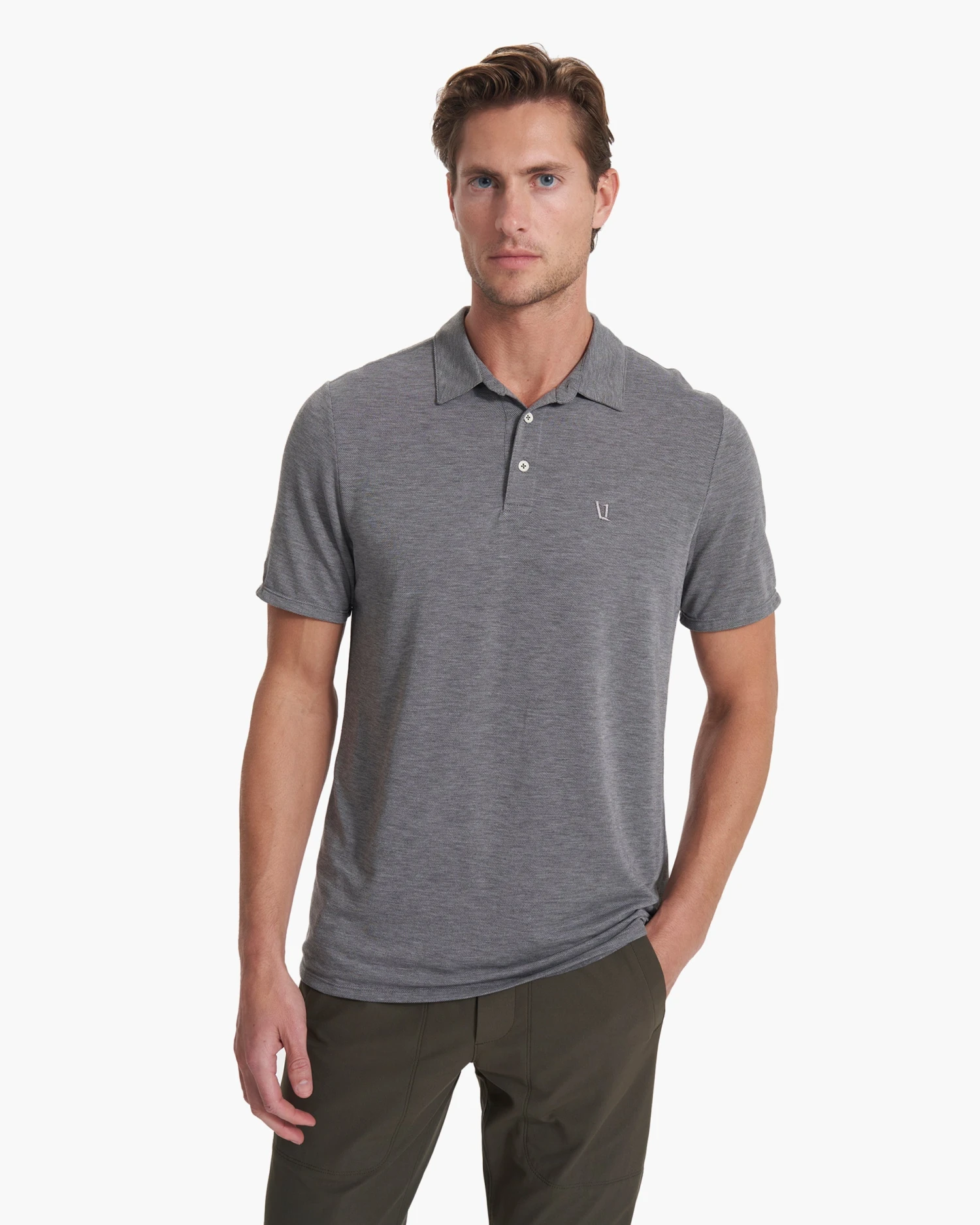 Knit Twill Polo | Heather Grey 4 Knit Twill Polo | Heather Grey - Image 2