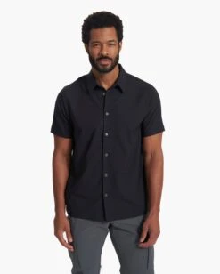 Short Sleeve Manhattan Button Down | Black 9 Short Sleeve Manhattan Button Down | Black -Men's Apparel Shop V1024BLK SP23 M ECOMM TOPS TOP 0485 1X1 a4830144 68b2 4a9d 8fa3 59a0cfd37f51