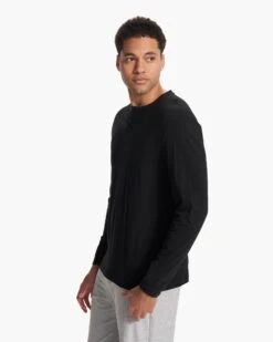 Long-Sleeve Ever Henley | Black 12 Long-Sleeve Ever Henley | Black -Men's Apparel Shop V108BLK 5