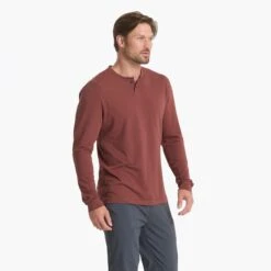 Long-Sleeve Ever Henley | Cedar -Men's Apparel Shop V108CED 00886