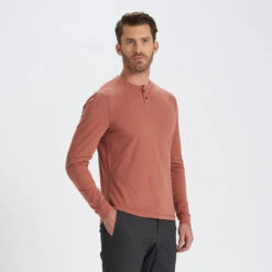 Long-Sleeve Ever Henley | Copper -Men's Apparel Shop V108COP 2