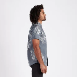 Crest Short Sleeve Button-Down | Grey Vintage Floral -Men's Apparel Shop V150GVF 2