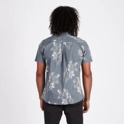 Crest Short Sleeve Button-Down | Grey Vintage Floral -Men's Apparel Shop V150GVF 3
