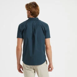 Crest Short-Sleeve Button-Down | Indigo Micro Dot -Men's Apparel Shop V150IMD 3