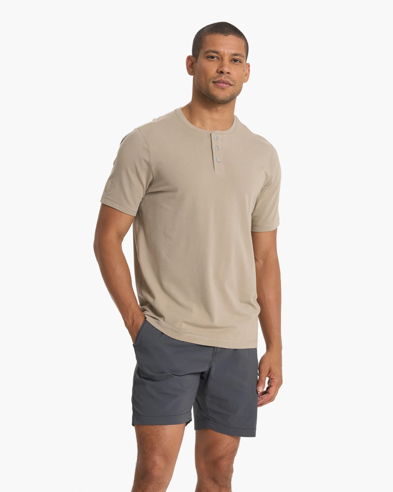 Short Sleeve Ever Henley | Gravel 4 Short Sleeve Ever Henley | Gravel - Image 2