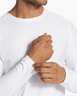 Long Sleeve Strato Tech Tee | White -Men's Apparel Shop V178WHT FA23 M ECOMM TOPS DETAIL 7