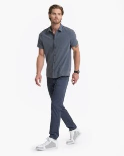 Short-Sleeve Bridge Button Down | Charcoal Arrows 11 Short-Sleeve Bridge Button Down | Charcoal Arrows -Men's Apparel Shop V184CHA FA22 M ECOMM 0532