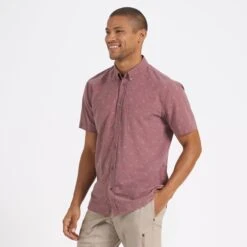 Short-Sleeve Bridge Button Down | Terracotta Bird -Men's Apparel Shop V184TBI 2 FlagRemoved