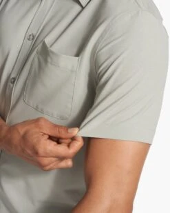 Short Sleeve Bridge Button Down | White Sage -Men's Apparel Shop V184WSG FA23 M ECOMM TOPS DETAIL 6
