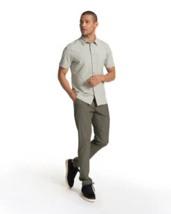 Short Sleeve Bridge Button Down | White Sage -Men's Apparel Shop V184WSG FA23 M ECOMM TOPS FULL 3