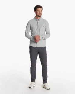 Long-Sleeve Ace Button-Down | Light Grey -Men's Apparel Shop V185LTG 4