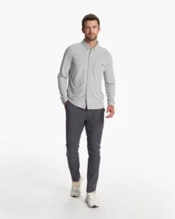 Long-Sleeve Ace Button-Down | Light Grey -Men's Apparel Shop V185LTG FA23 M ECOMM TOPS FULL 3