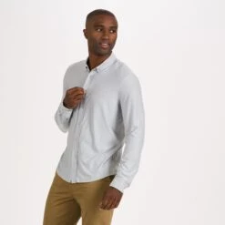 Long Sleeve Strato Button-Down | Platinum Heather -Men's Apparel Shop V192HPT 1 a72dc58d 5df5 4e0f bfe5 3cb062cc3d5e