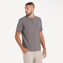 Short-Sleeve Ever Henley | Smoke -Men's Apparel Shop V199FOG 1666