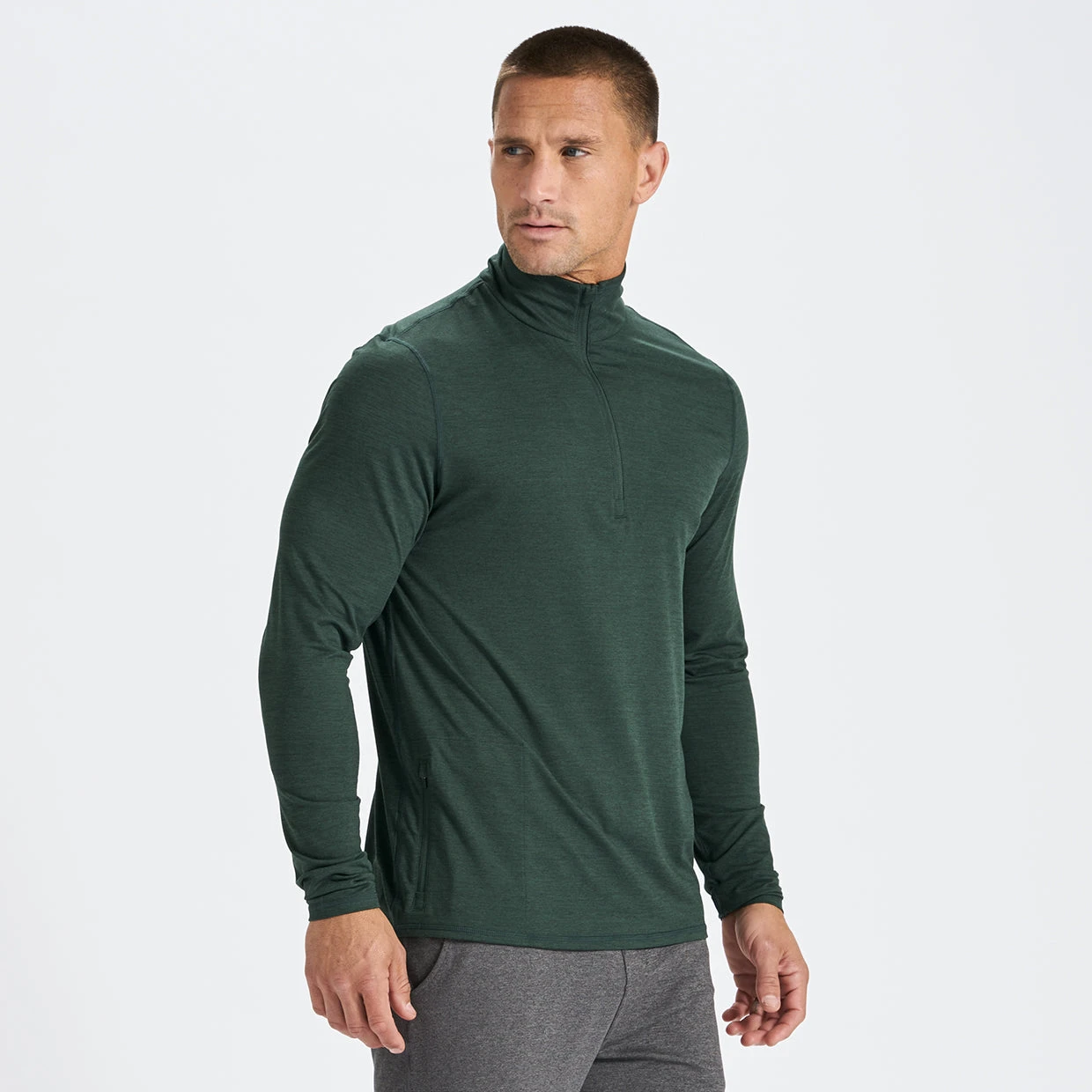 Ease Performance Half Zip | Blackened Green Heather 4 Ease Performance Half Zip | Blackened Green Heather - Image 2