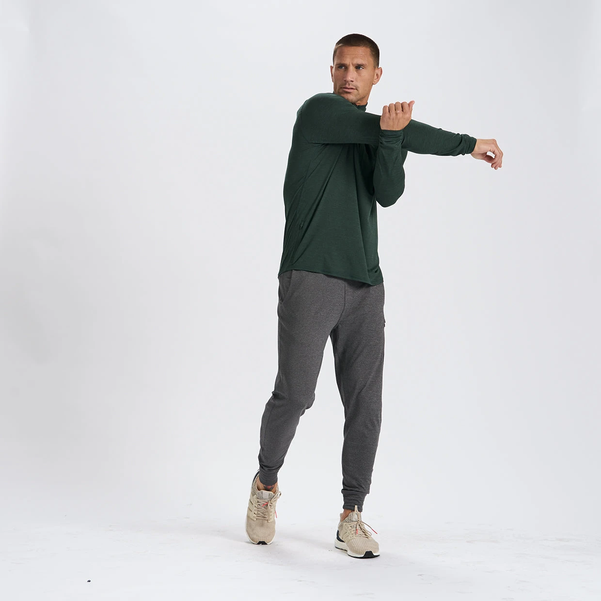Ease Performance Half Zip | Blackened Green Heather 7 Ease Performance Half Zip | Blackened Green Heather - Image 5