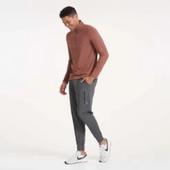 Ease Performance Half Zip | Dark Terracotta Heather -Men's Apparel Shop V221HDT 0212