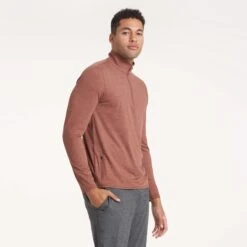 Ease Performance Half Zip | Dark Terracotta Heather -Men's Apparel Shop V221HDT 0258