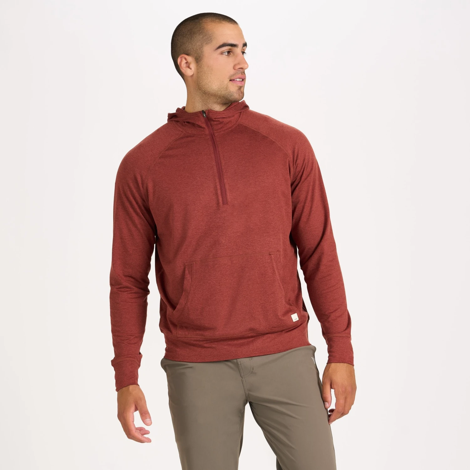 Ponto Performance Half Zip Hoodie | Red Clay Heather 4 Ponto Performance Half Zip Hoodie | Red Clay Heather - Image 2