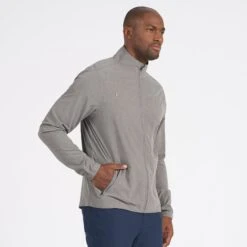 Venture Track Jacket | Grey Linen Texture -Men's Apparel Shop V536GRL 2