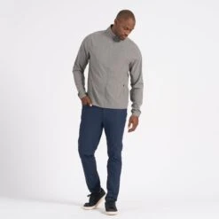 Venture Track Jacket | Grey Linen Texture -Men's Apparel Shop V536GRL 4