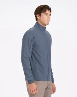 Venture Track Jacket | Navy Linen Texture -Men's Apparel Shop V536NVL 2